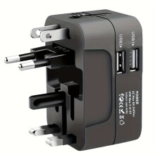 Kompakter Reiseadapter, Universal-Wandstecker mit zwei USB-Ladeanschlüssen für weltweiten Einsatz