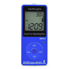 Mini radio sportiva AM/FM con contapassi, orologio, cuffie necessarie, portatile per la corsa e l'allenamento