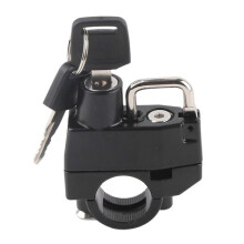 Candado para casco de motocicleta con 2 llaves, compatible con manillares de 22 mm, compacto y portátil.