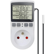 Digital Thermostat Socket, Compatible with UK/EU Sockets, Temperature Control -40C to 120C with Timer, 100-250V Input