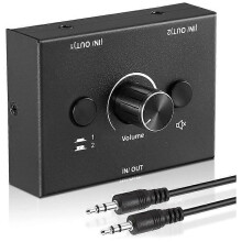 Przełącznik audio 3.5 mm 2 porty z przyciskiem wyciszania, kompatybilny z telefonami i PC