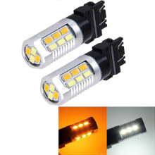 T25 3157 LED-autolampen, 2 stuks, 6W, 22 SMD, 5730 DC 12V, wit, dagrijverlichting, geel knipperlicht, remlicht