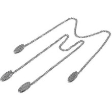 Set di 2 clip con catena per tovaglioli e bavaglini in acciaio inossidabile, colore argento, lunghezza 49 cm, per uso domestico e professionale.