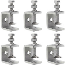 6PCS 304 Stainless Steel C Clamps Adjustable 1.18in Jaw Opening U-Shaped Fastening Tools for Woodworking Welding Cabinetmaking Metalwork