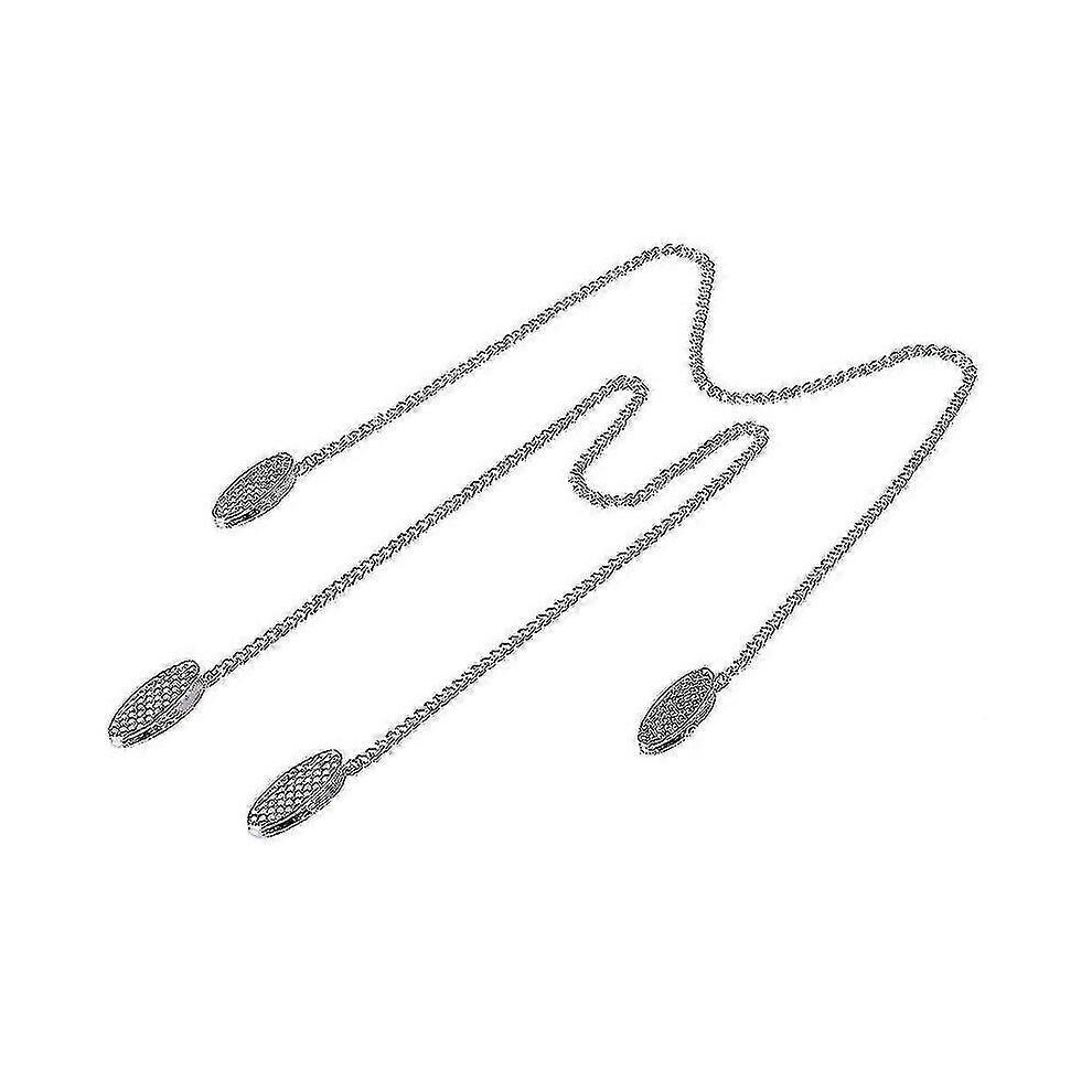 2 Pcs Stainless Steel Napkin Chain With Zinc Alloy Clips, 49Cm, For Bibs Napkins, Home Restaurant Dental Clinics Use Silver 6966168038962