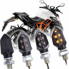 4 stuks mini LED-knipperlichten voor motorfietsen, waterdicht, goedgekeurd, voor- en achterlichten, universeel 12V, compatibel met