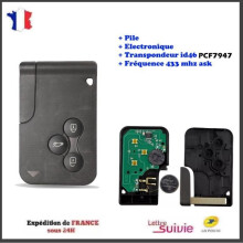 Blanco sleutelkaart compatibel met Renault Megane 2 / Scenic 2 / Clio 3 PCF7947