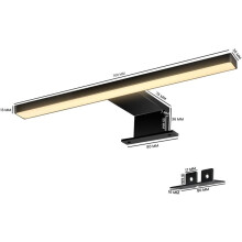 Wandlamp Zwarte LED 30cm 5W 400lm voor badkamerspiegel, IP44 waterdicht, 3000K warm wit