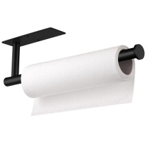Black Stainless Steel Paper Towel Holder for Kitchen, 33.5cm, Mounting Tape or Screws Included