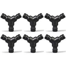 Conector divisor en Y de plástico de 3 vías para manguera de jardín con 3 conexiones hembra - Paquete de 6