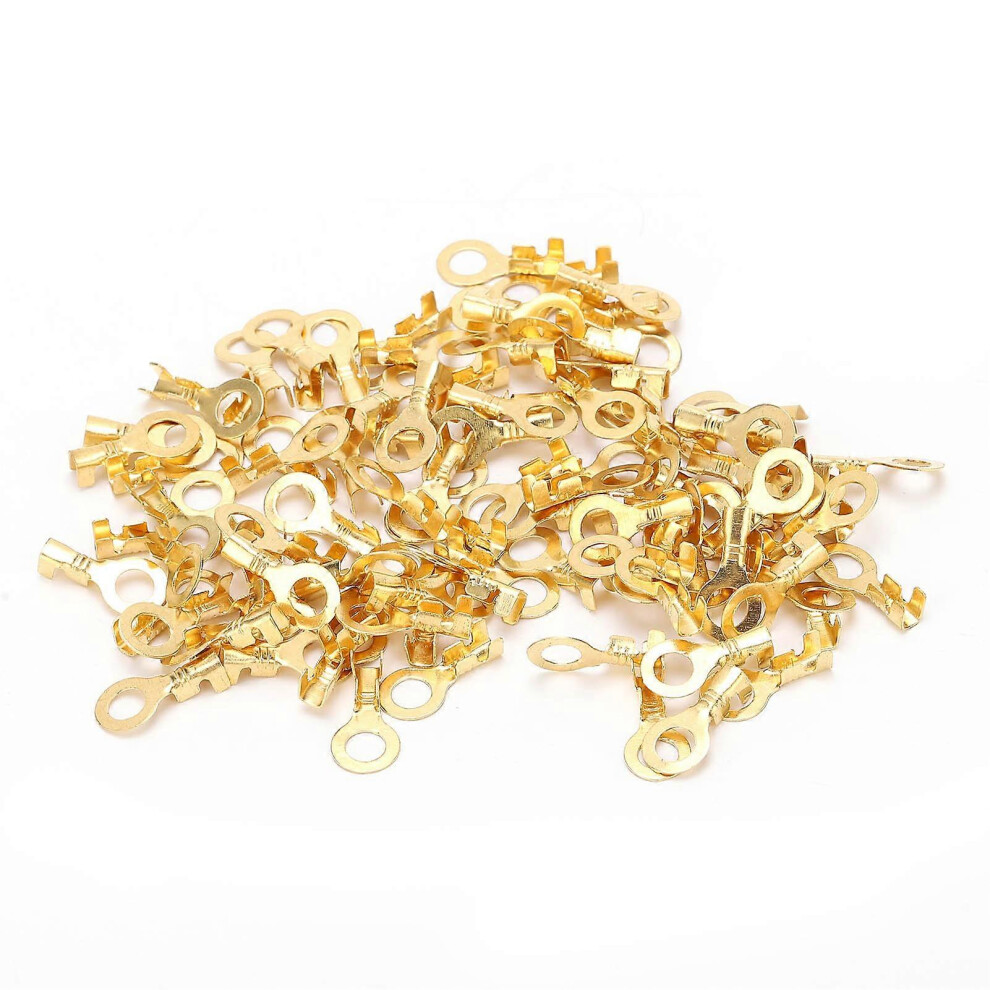 100 Pcs Cold Pressed Bare Brass Lug Ring Terminals For M5 5.2Mm Cables Flame Retardant Closed Ring Sealed Crimp Connectors 6966168042976