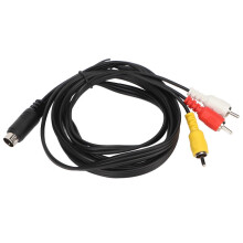 9-pins Mini DIN naar 3 RCA-male-male composiet videokabel 1,8 m, vernikkeld, compatibel met tv's, AV-receivers, monitoren, camcorders en dvd-spelers.