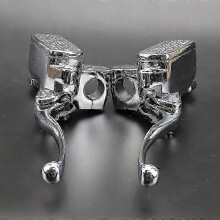 2 Stück silberne Bremszylinderhebel, kompatibel mit Suzuki Intruder, Honda VTX 1800, Kawasaki Vulcan, 1-Zoll-Lenker, Hydraulikpumpe