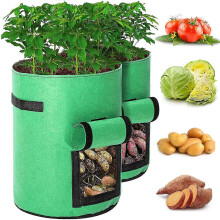 10-Gallonen-Kartoffelpflanzsäcke mit Sichtfenster und Griffen für Kartoffeln, Tomaten und Karotten