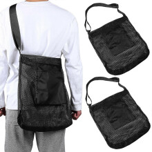Pilzsammelbeutel zur Aufbewahrung, 2er-Pack schwarze Sammelbeutel aus Polyester-Netzgewebe mit Schultergurt