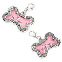 Targhette identificative per cani a forma di osso in acciaio inossidabile, set da 2 pezzi, targhette incisibili per collari.