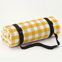Picknickkleed 79x79 inch waterdicht zandbestendig buitenkleed voor strand, camping, park en reizen geel wit
