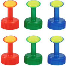 Paquete de 6 boquillas de plástico para aspersores de botellas, en 3 colores, para regar plantas de interior.