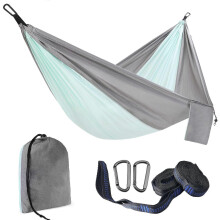 Amaca doppia 300x200 cm, portatile in nylon, da campeggio, per giardino e esterni, da appendere.