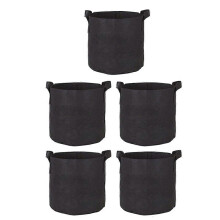Pflanzsäcke für Gärtnereien, 5 Stück schwarze Vliestöpfe mit Drainage für Gemüse und Blumen