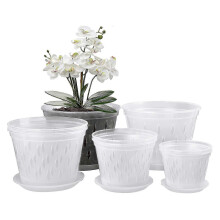 Orchid Pots Set of 8, Clear Plastic Containers with Drainage Holes, 2 to 7 Inch Sizes for Repotting