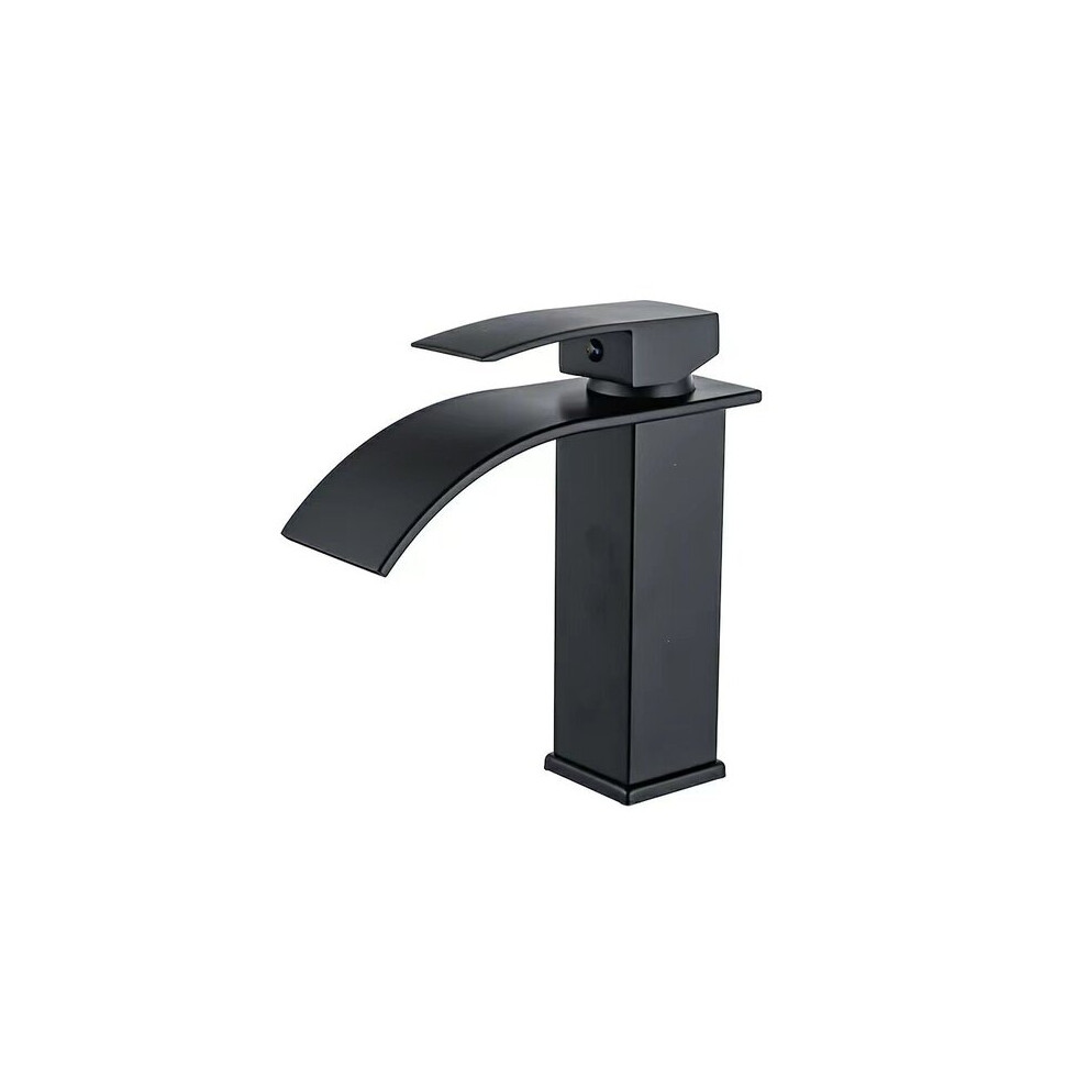 Waterfall Bathroom Sink Faucet In Black Stainless Steel With Hot And Cold Mixer Tap 6966168051299