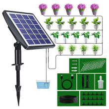 Kit de riego solar por goteo para plantas en maceta, sistema de riego automático con capacidad para 15 macetas, ahorro de energía.