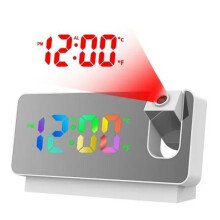 Projection Alarm Clock with 180 Rotating Projector, LED Display, Wall & Ceiling Time Projection, Temperature Sensor