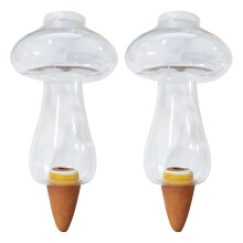 Set of 2 Self Watering Stakes, Mushroom Ceramic Drip Irrigation Spikes for Indoor Potted Plants, 300ml