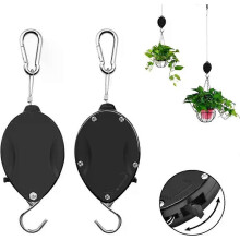 Set of 2 Retractable Hanging Basket Hooks, Extendable to 160 cm Plant Hanger with Pulley