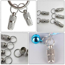 Ciondolo a tubo per collare identificativo per animali domestici, per prevenire lo smarrimento, in ottone argentato, 6 pezzi, 2x0,8x0,8 cm
