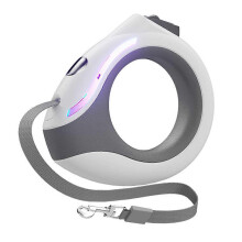Guinzaglio retrattile con luce LED, ciotola per l'acqua pieghevole e sacchetti per i rifiuti per cani di taglia grande.