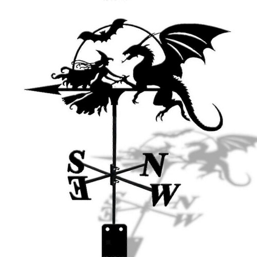 Retro Iron Weather Vane for Garden, Archaic Style Wind Direction Indicator, 70cm