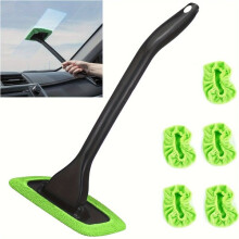 Kit de nettoyage de vitres de voiture, ensemble de 6 pièces avec chiffons réutilisables pour vitres et surfaces intérieures de véhicule (vert)