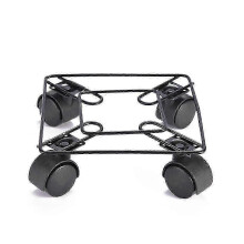 Carrello portavasi in metallo con ruote, supporto mobile e vassoio per piante in vaso.