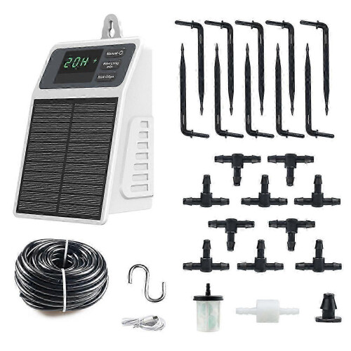 Solar Automatic Drip Irrigation Kit with Timer for Garden Balcony Indoor Plants