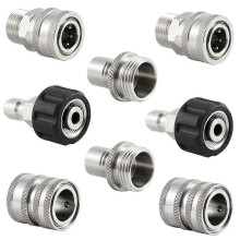 Schnellkupplungs-Adapterset aus Edelstahl für Hochdruckreiniger, M22 14 mm auf 3/8 Zoll und 3/4 Zoll auf 1/2 Zoll