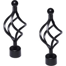 Black Metal Curtain Rod Finials, Vintage Twisted Cage Drapery Pole End Caps for 28mm Rods