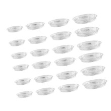 Set di 24 sottovasi in plastica trasparente per piante, adatti per interni ed esterni, disponibili nelle misure 6, 8, 10 e 12 pollici.