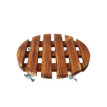 Runder Pflanzenroller aus Holz mit feststellbaren Schwenkrädern, 25 cm Durchmesser, für Töpfe im Innen- und Außenbereich