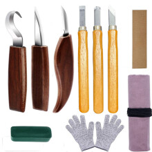 Holzschnitzwerkzeug-Set, 10-teilig, mit Klingen aus Manganstahl und ergonomischem Walnussholzgriff zum Schnitzen