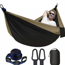 Amaca doppia portatile da campeggio con cinghie per alberi, 300x200 cm, tessuto resistente agli strappi, portata massima 300 kg.