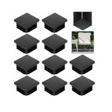 Square Tube Caps 30x30mm Black Plastic, Pack of 20, Reduce Noise and Protect Floors