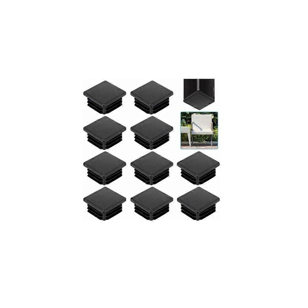 Square Tube Caps 30X30mm Black Plastic, Pack Of 20, Reduce Noise And Protect Floors 6966168055594