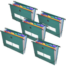 Cartella portadocumenti sospesa con gancio estensibile, 35 tasche con codice colore, organizer a fisarmonica espandibile per documenti d'ufficio.