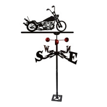 Veleta metálica retro con forma de motocicleta para jardín y patio, 50 cm x 35 cm, con estaca para tierra y accesorios de montaje.