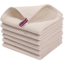 Keukendoeken, set van 6, 34 x 34 cm, zachte keukendoeken, absorberende keukendoeken, gebroken wit