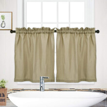 Tier Curtains Waffle Weave White 30 in x 24 in Set of 2