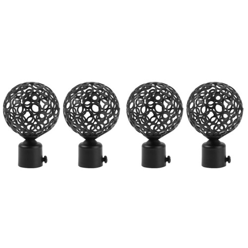 4 embouts de tringle à rideaux en fer noir