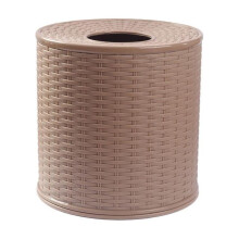 Ronde tissuebox in rotanstijl – PP, 13x12,5x5 cm